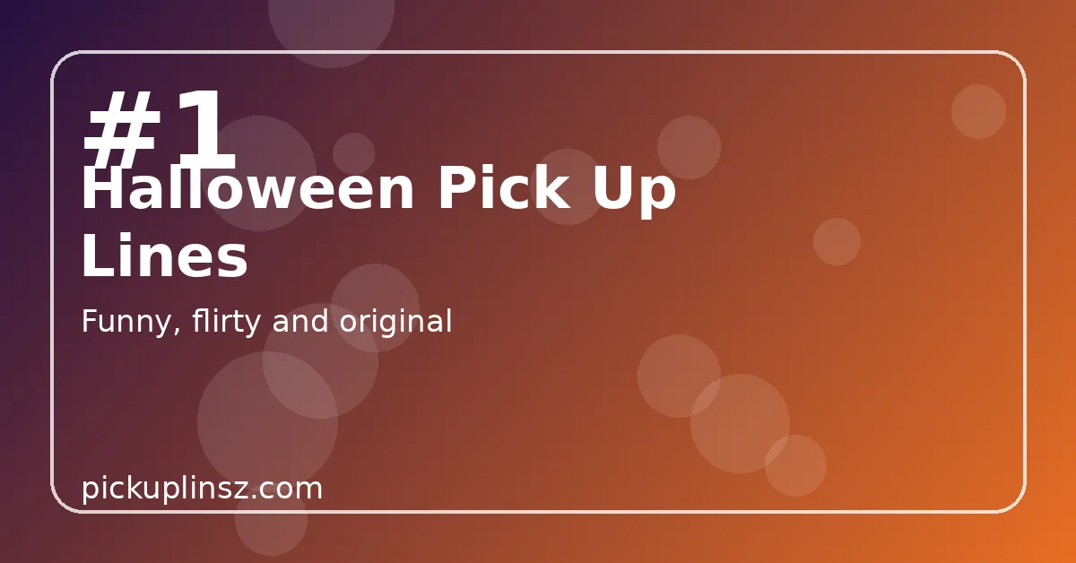 Halloween pick up lines title card with a smiling pumpkin and moon