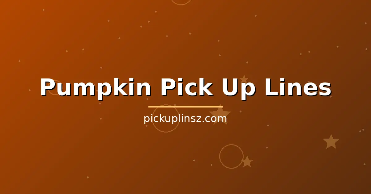 Pumpkin pick up lines title card with a smiling jack-o-lantern and autumn leaves
